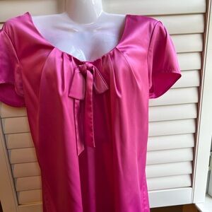 Express Elegant Pink Satin Blouse Scoop Neckline